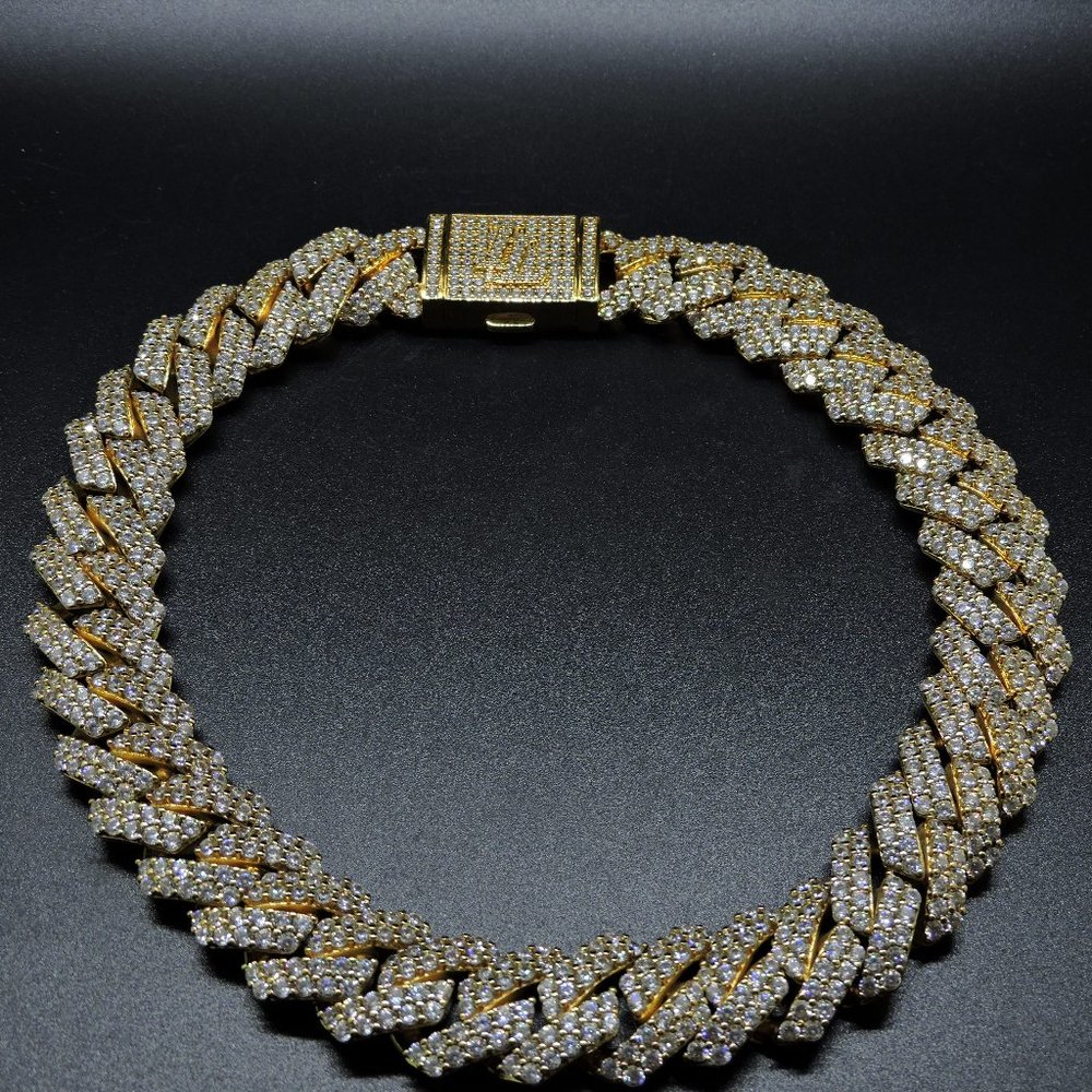 Iced London Gold Plated Diamond Prong Link Choker